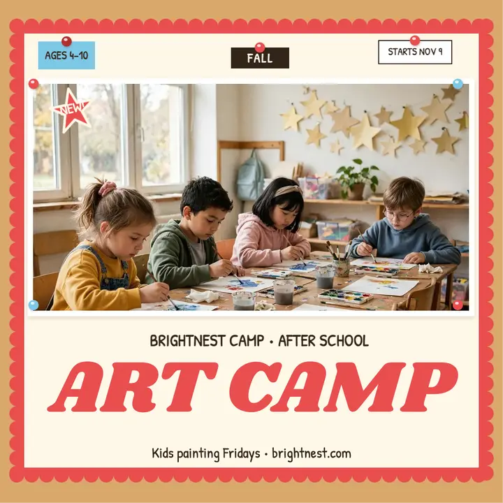 Brightnest after-school art camp bulletin post template