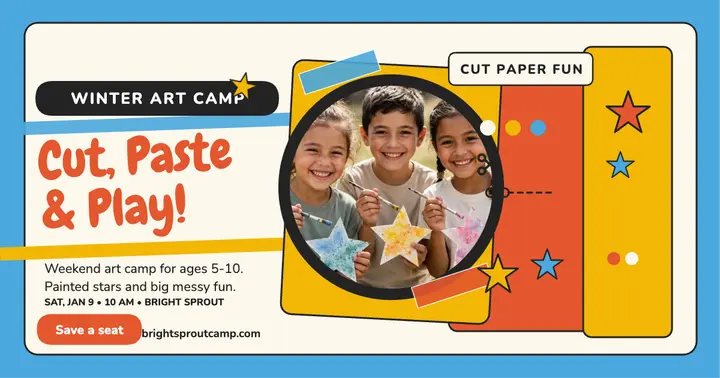 Bright Sprout winter art camp collage post template