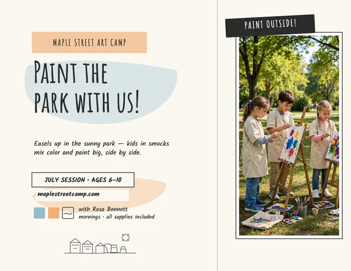 Maple Street Art Camp sketch flyer template