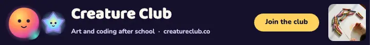 Creature Club after-school art and coding: kids art club ad template