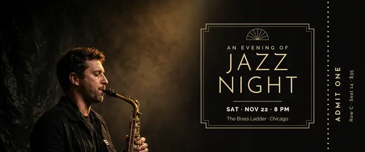 Art deco jazz evening ticket template