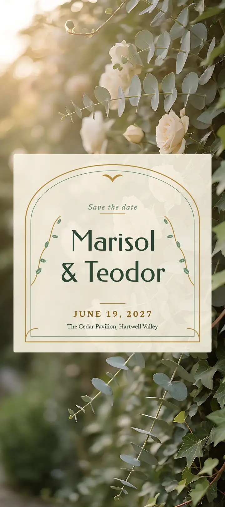 Marisol and Teodor save the date: wedding save the date rack card template