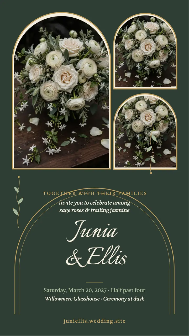Junia and Ellis sage wedding story template