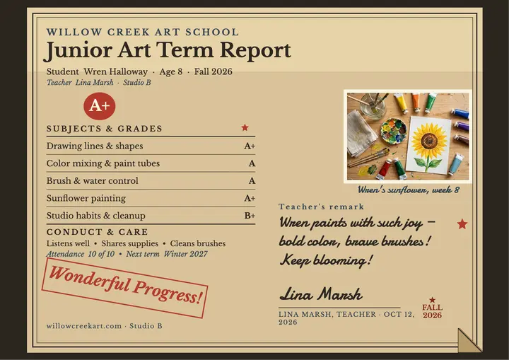Willow Creek art term report template