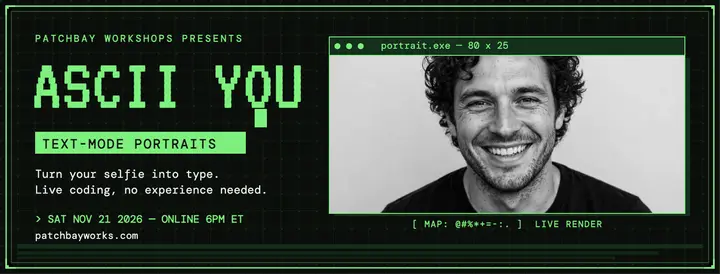 Patchbay ASCII portrait workshop cover template