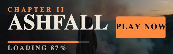 Ashfall chapter II mobile banner: mobile game launch banner template