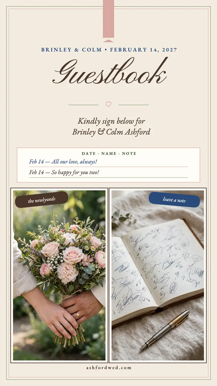 Brinley and Colm guestbook sign story template