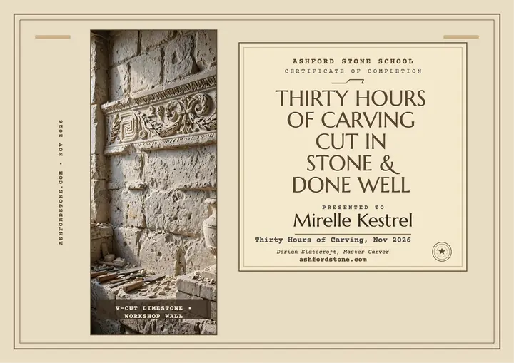 Ashford stone carving completion certificate template