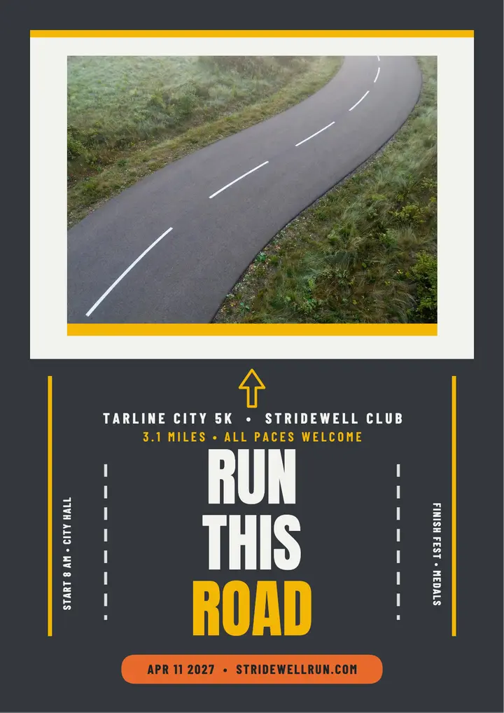 Tarline City 5K road paint flyer template