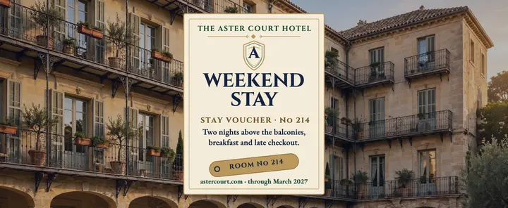 Aster Court weekend stay voucher template