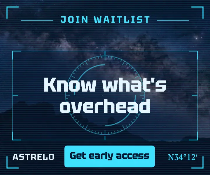 Astrelo stargazing app waitlist HUD ad template