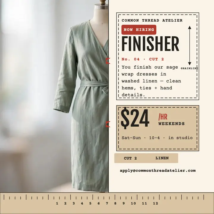 Common Thread Atelier finisher hiring post template
