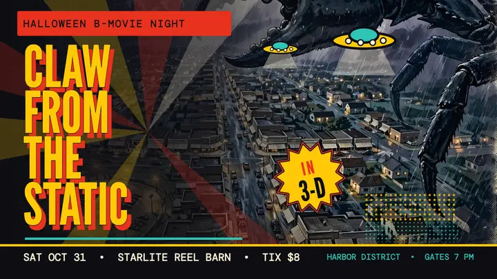 Claw From the Static movie night thumbnail template