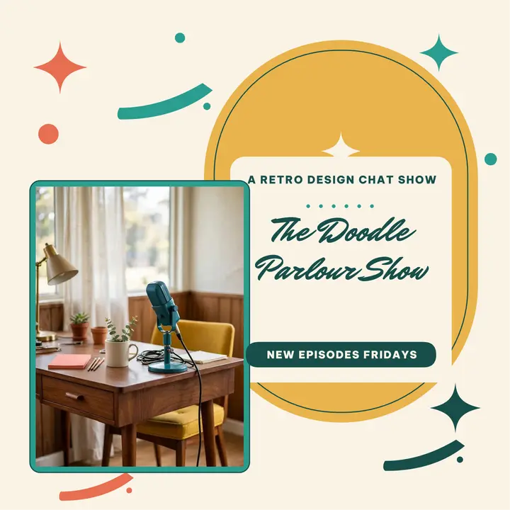 Doodle Parlour retro design podcast cover template