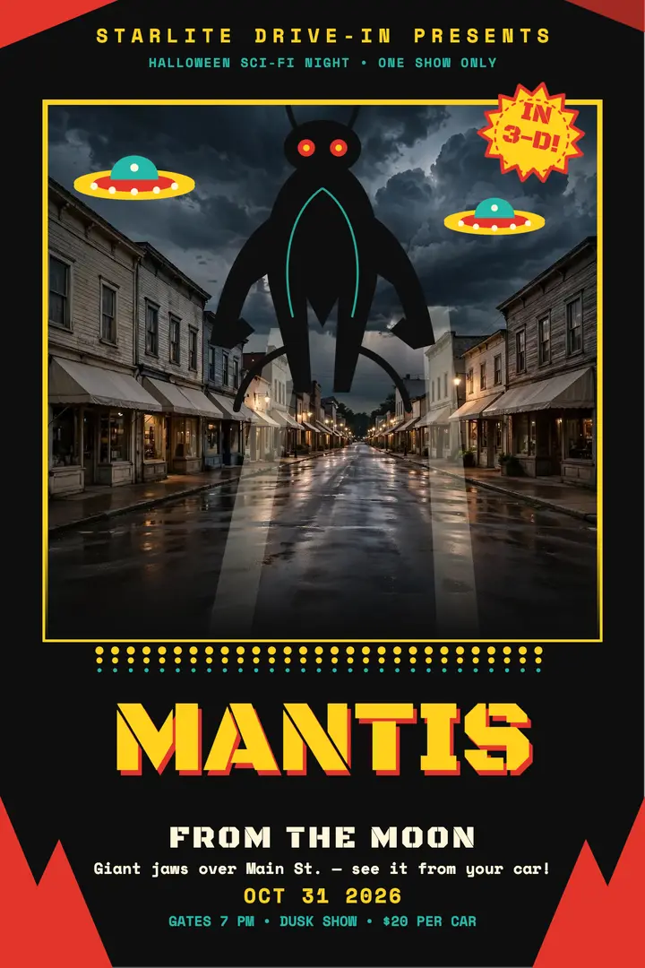 Starlite Mantis movie night poster template