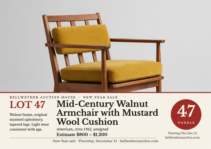 Bellwether LOT 47 armchair lot sheet template