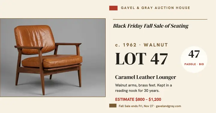 Gavel and Gray leather chair lot sale post template