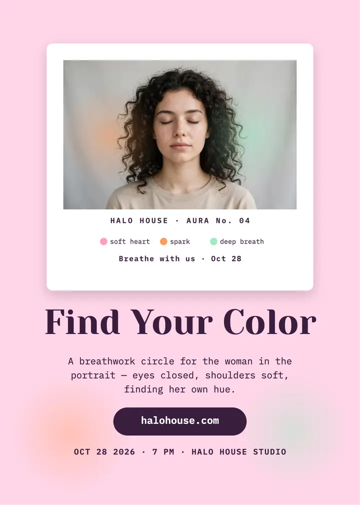 Halo House breathwork circle invitation: breathwork circle invitation template