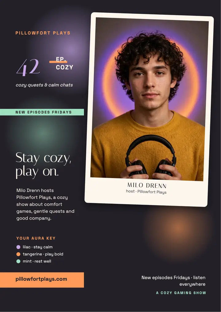 Pillowfort Plays cozy host flyer template