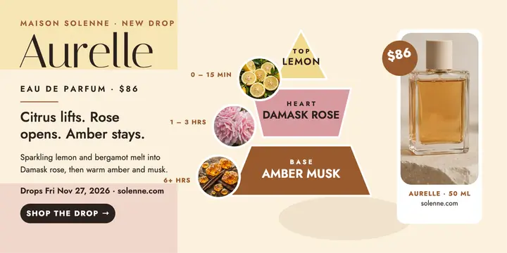 Aurelle perfume pyramid launch post template