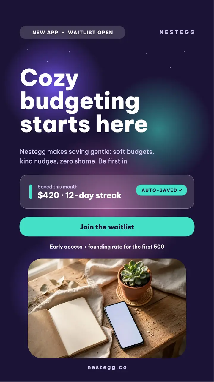 Nestegg budget app waitlist story template