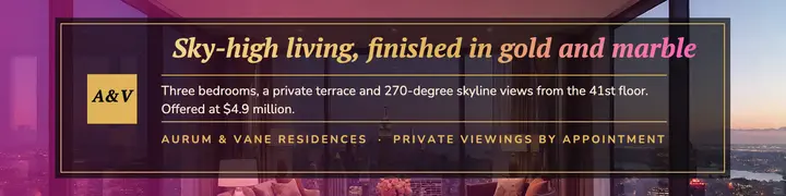 Aurum & Vane penthouse listing LinkedIn banner, 80s luxe template