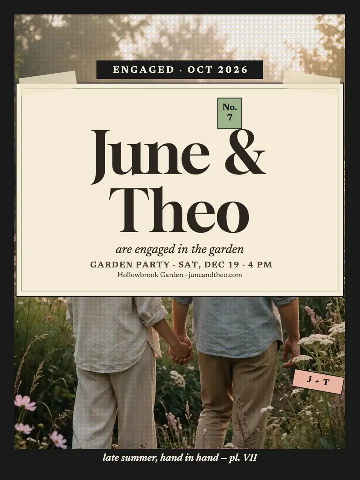 June and Theo garden engagement plate template