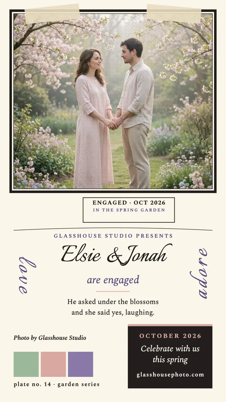 Elsie and Jonah garden engagement story template