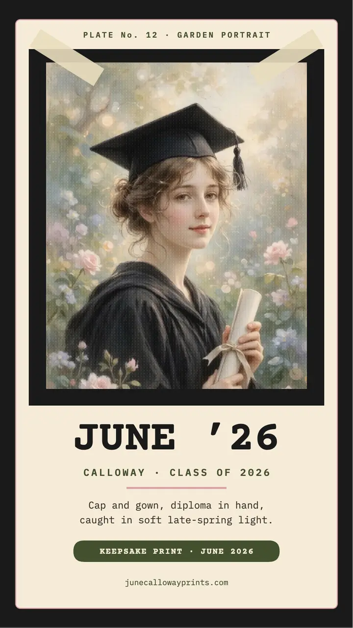 June Calloway garden graduation plate story: graduation story template