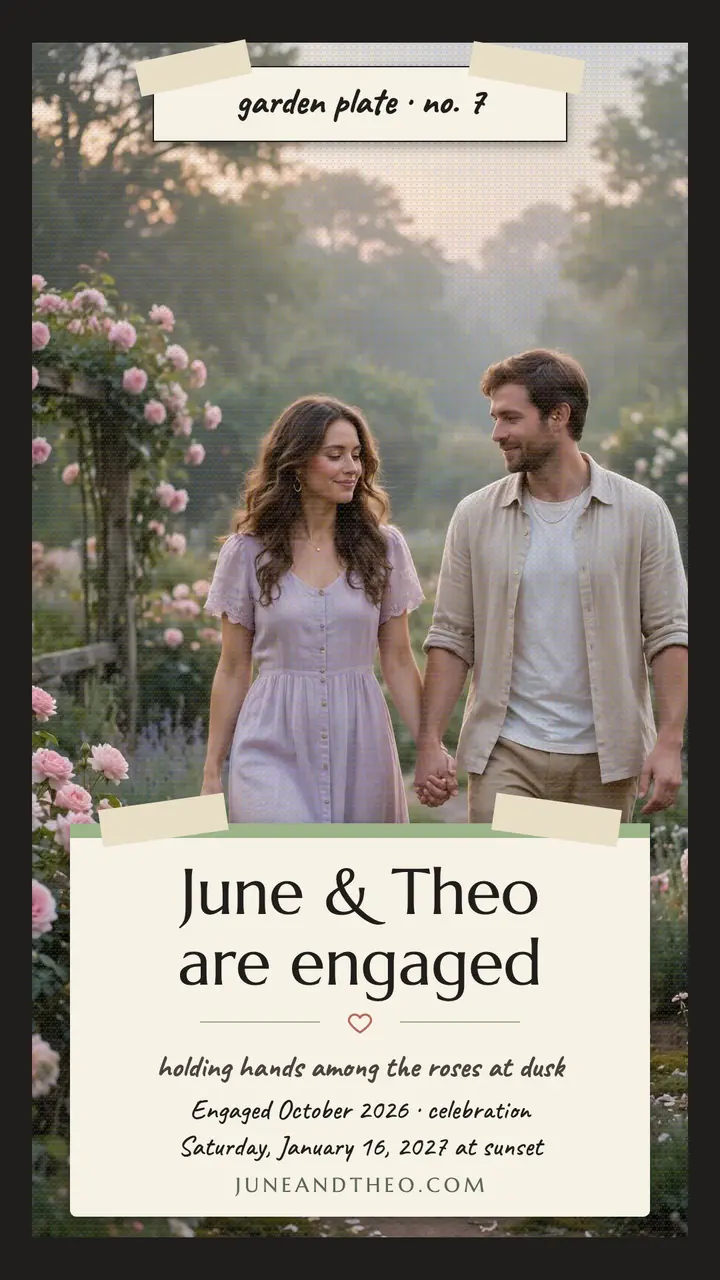 June and Theo garden engagement story template