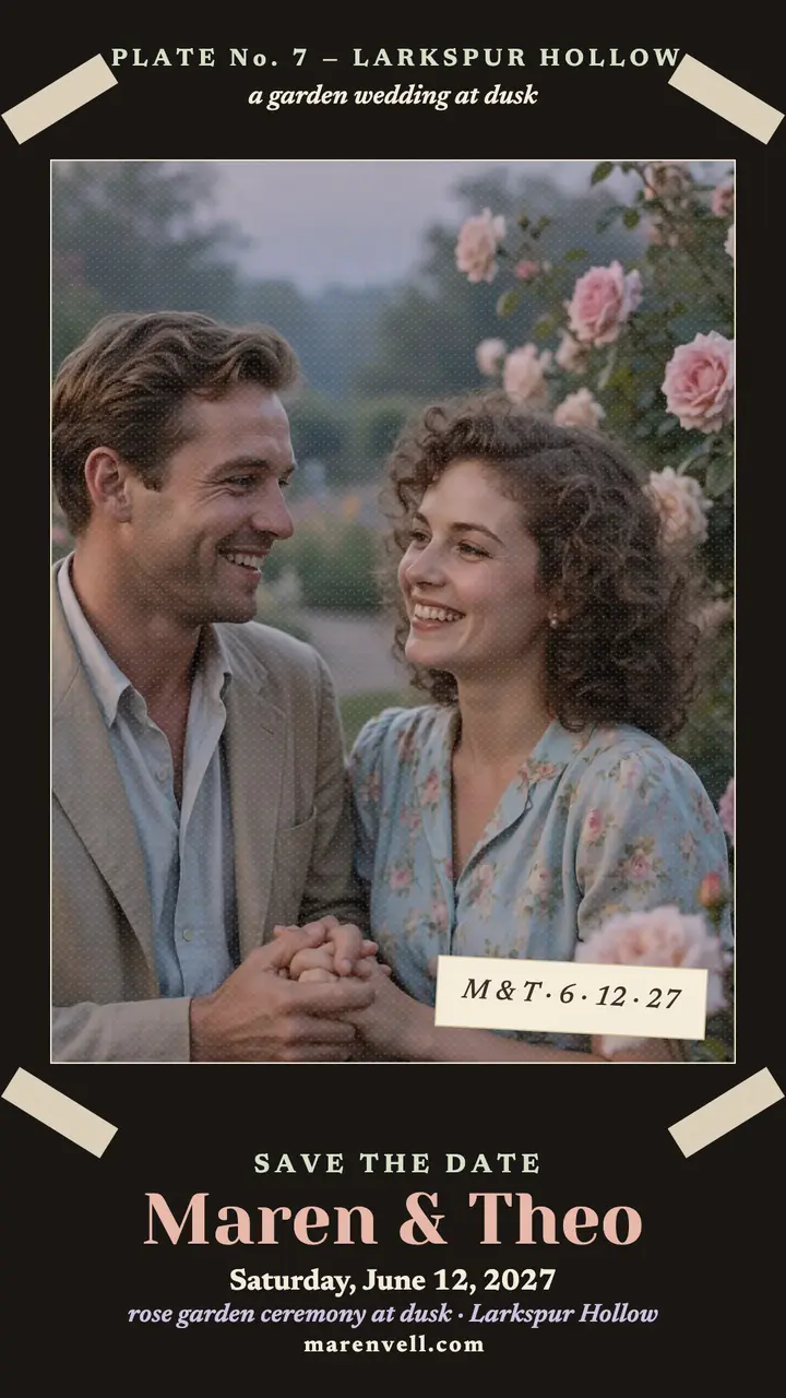 Maren and Theo garden save the date story template