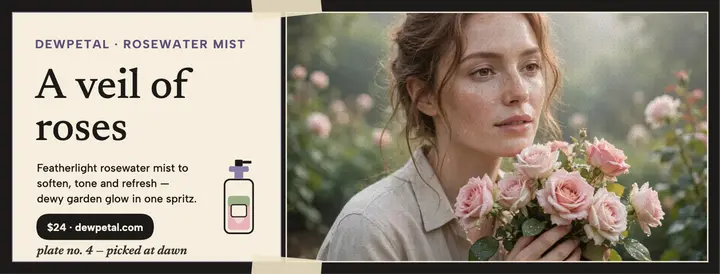 Dewpetal rosewater mist cover template