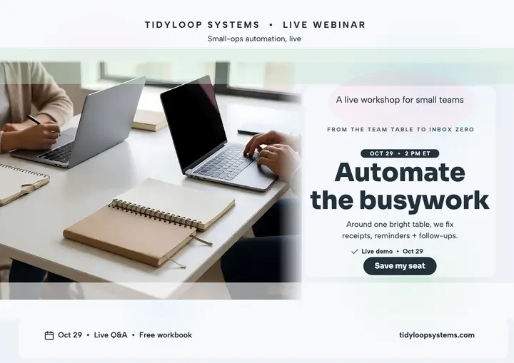 Tidyloop automation workshop glass invite template