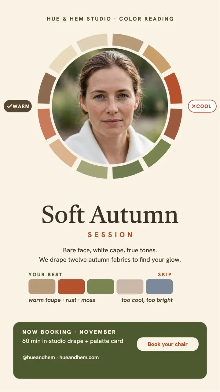 Hue and Hem soft autumn drape story template