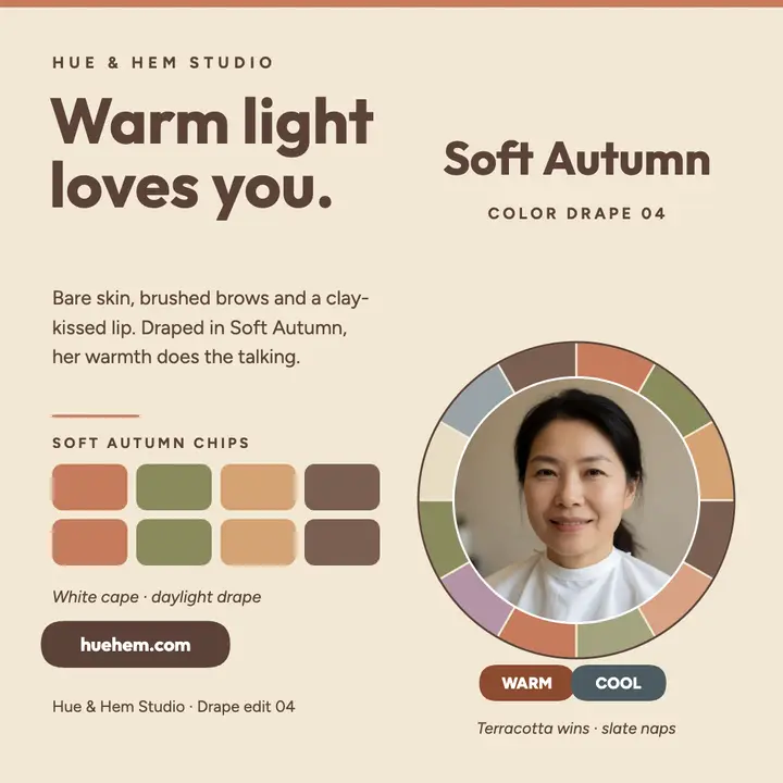 Soft Autumn drape color analysis template