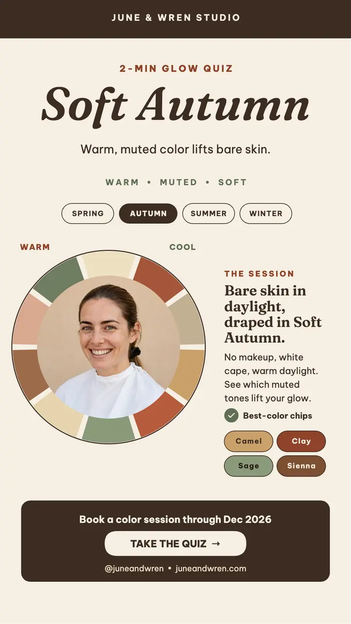 Soft Autumn drape glow quiz story template