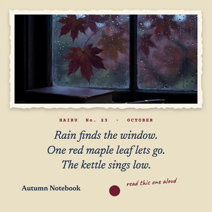 Autumn haiku rain on the window post template