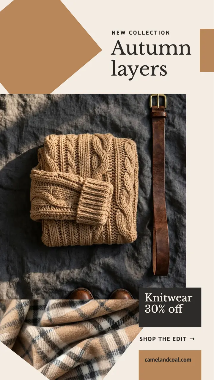 Camel and charcoal autumn layers story template