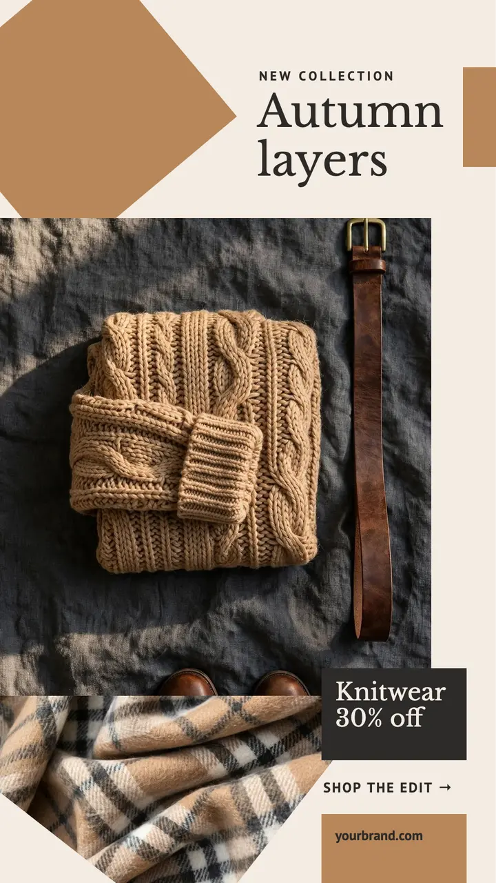 Camel and charcoal autumn layers story template