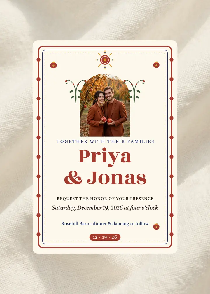 Priya and Jonas autumn suzani invitation template
