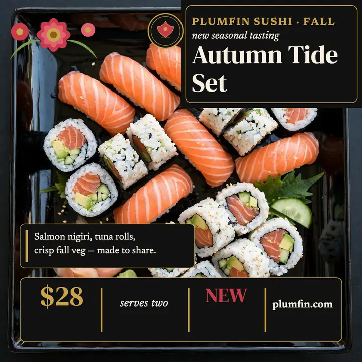 Plumfin Sushi Autumn Tide Set post: autumn sushi set post template
