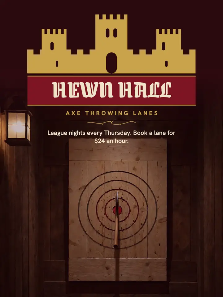 Hewn Hall axe throwing league night post template