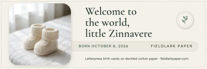 Baby birth announcement X header, cloud dancer emboss template
