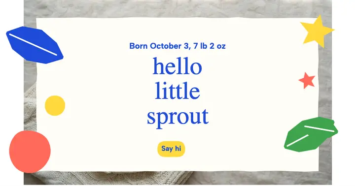 Hello little sprout baby announcement post template