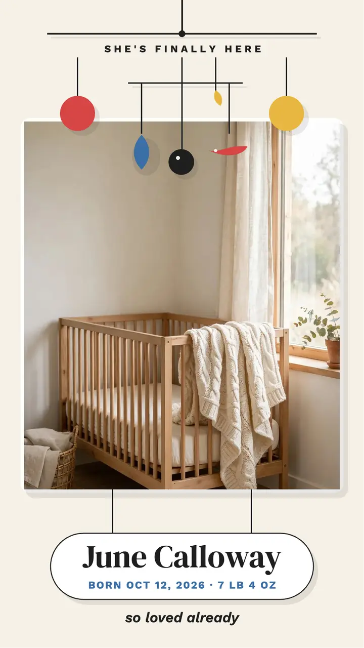 June baby arrival mobile story template