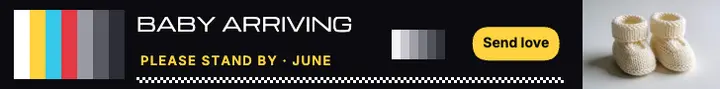 Baby arriving test card leaderboard banner: baby announcement banner template