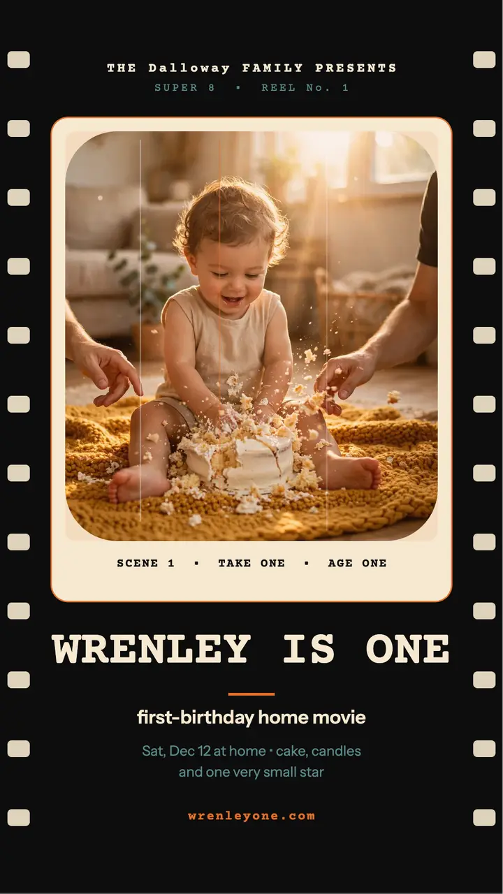 Wrenley first birthday home movie story template