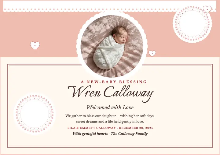 Wren Calloway blessing lace certificate: baby blessing certificate template