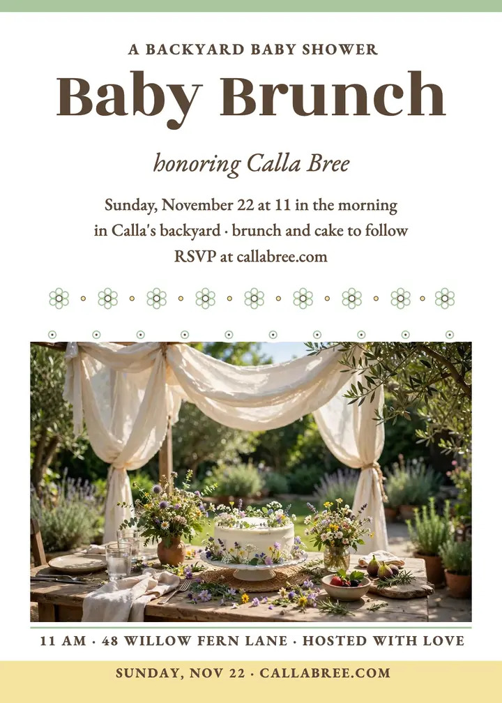 Baby brunch eyelet shower invitation template
