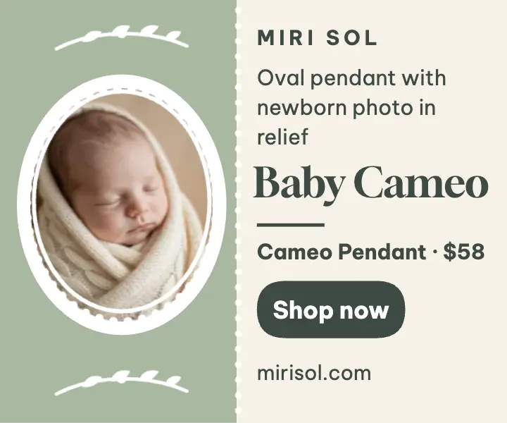 Baby cameo keepsake rectangle ad: baby keepsake ad template
